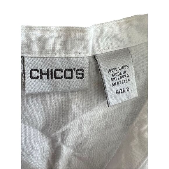 Chico’s 100% Linen Button-Front Shirt size 2 (12-14) - Picture 5 of 13